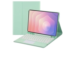 Funda con teclado Bluetooth Fwinl para Samsung Galaxy Tab S10lite, teclado táctil, portugués, verde claro