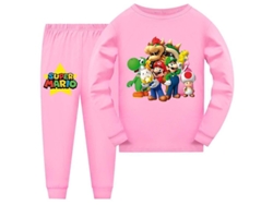 2026-pijamas Niños Niñas 7-14 Años Super Mario Manga Larga Camiseta Pantalones Conjunto Ropa De Dormir Regalo