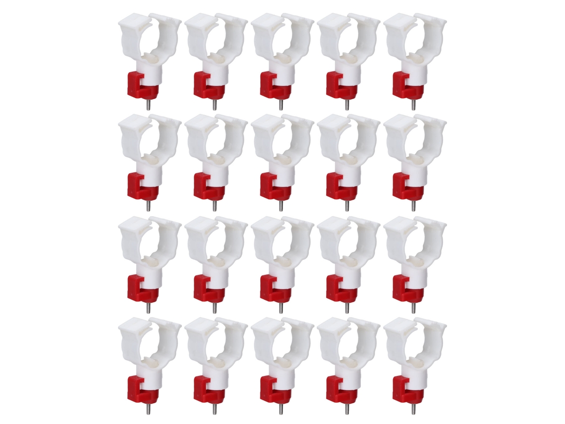 20 bebederos de acero inoxidable para pollos + comedero de tetina de plástico para aves de corral