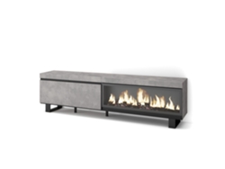 Mueble TV, Televisión, 210, Para TV hasta 80, Chimenea eléctrica XXL, Diseño industrial, Cemento SKRAUT HOME