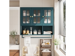 Armario De Pared De Mdf Con Tapa De Cristal Estriado, 2 Puertas, 1 Toallero.