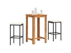 Juego de 2 barras de jardín de acacia maciza/mimbre de polietileno negro Dkd Home Decor