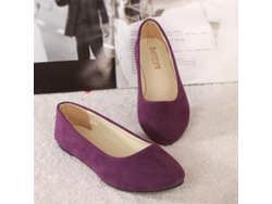2026-zapatos De Baile Para Mujer Dolly Pumps Suela Plana Slip On Loafers Cuero Gamuza Kkm Cuarenta Morado