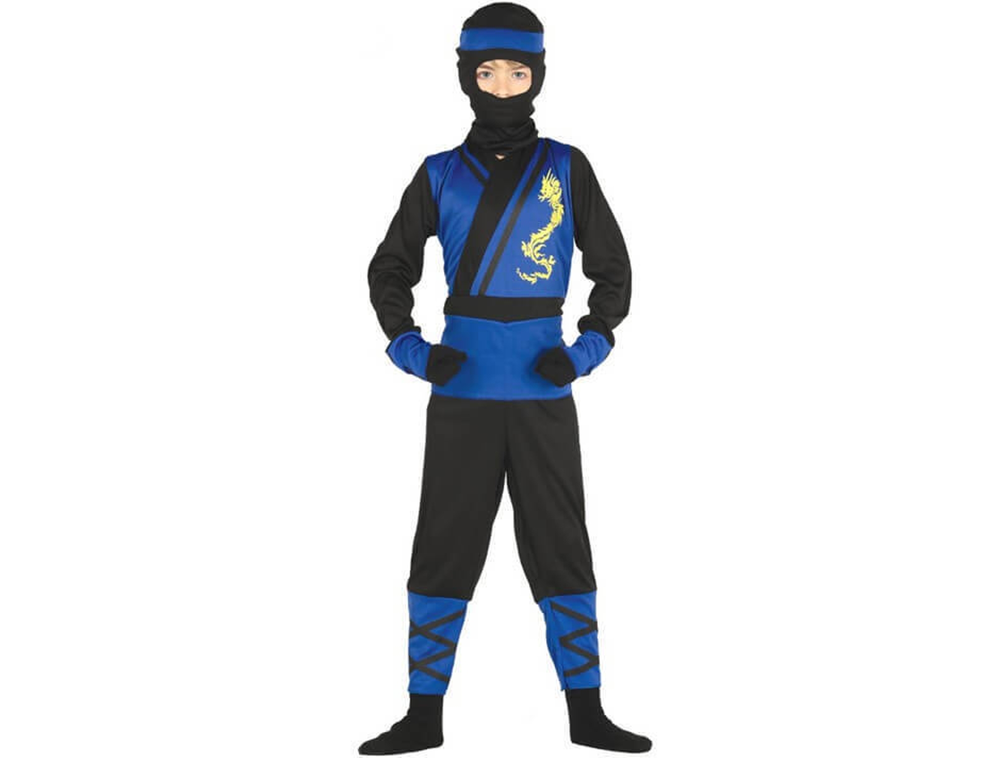 Disfraz de Niño DISFRAZZES Ninja Azul Y Negro (Talla: 10 a 12 años)