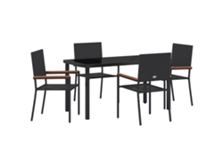 Conjunto de comedor de jardín VidaXL de 5 piezas de mimbre negro