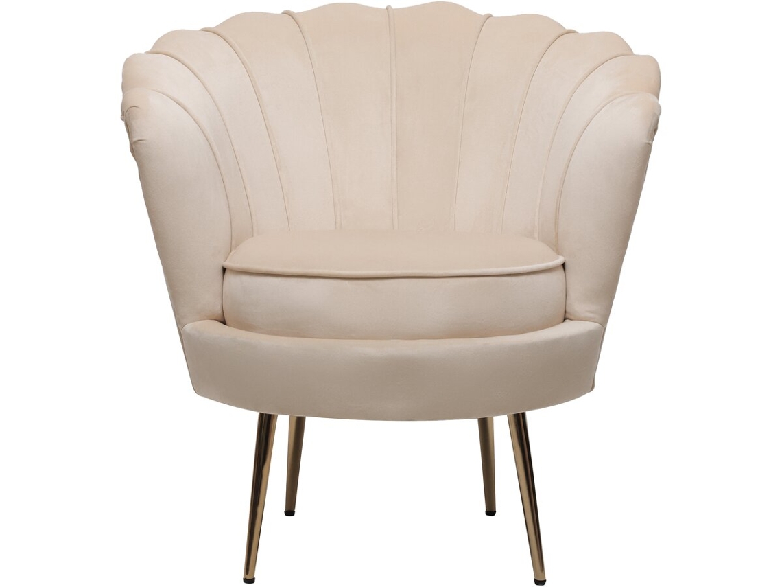 Sillón de terciopelo "Floria" - 75 x 68 x 77,5cm - Beige