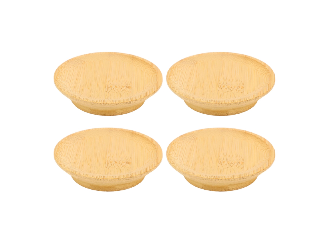 4 Tapas De Bambú Para Copas De Vino, Platos Para Embutidos, Posavasos, Mesa, Reuniones, Fiestas, Bar.