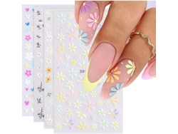 Pegatinas De Uñas 5d Con Relieve De Margaritas Y Flores, Autoadhesivas Para Decoración De Uñas.