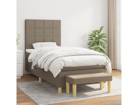 vidaXL Cama con somier y colchón 90x190 cm tela gris marrón