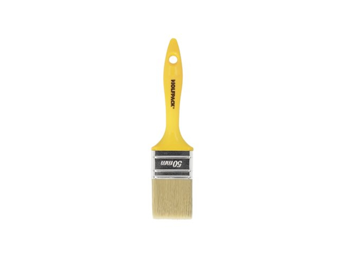 Llana profesional de cerdas blancas, ancho 50 mm. Cerdas naturales, mango ergonómico de plástico, brocha Wolfpack Línea Profesional.
