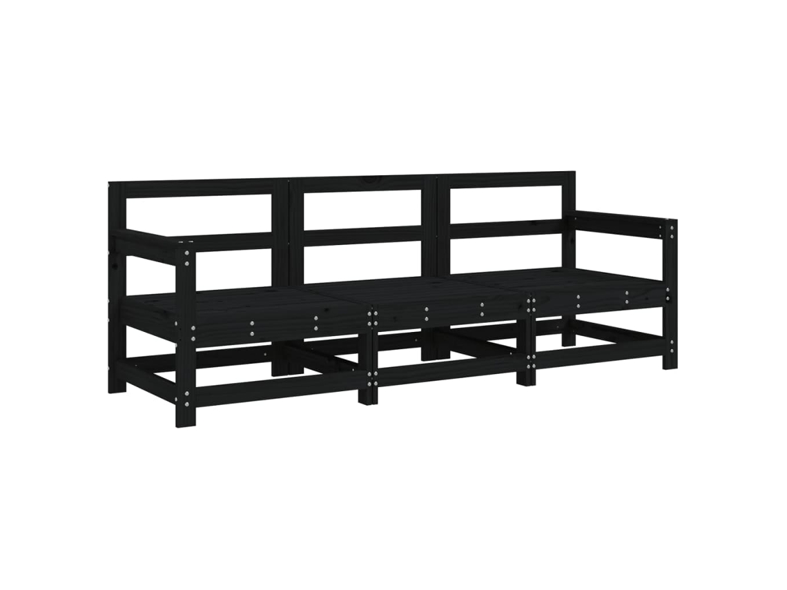 Maison Exclusive - Juego De Muebles De Jardín 3 Pzas Madera Maciza De Pino Negro