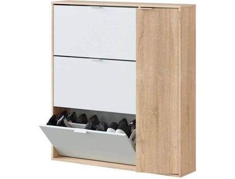Armario para Zapatos HABITDESIGN Blanco Artik - Canadian (Melamina, PVC - 106 x 115 x 22 cm)