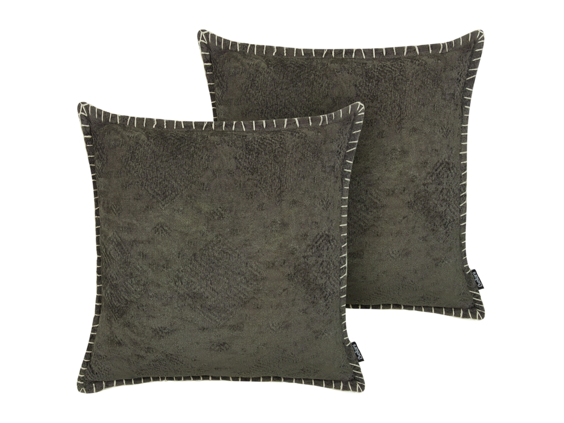 Juego de 2 Almohadas Decorativas BELLIANI Melur (Gris - 45x45 cm)