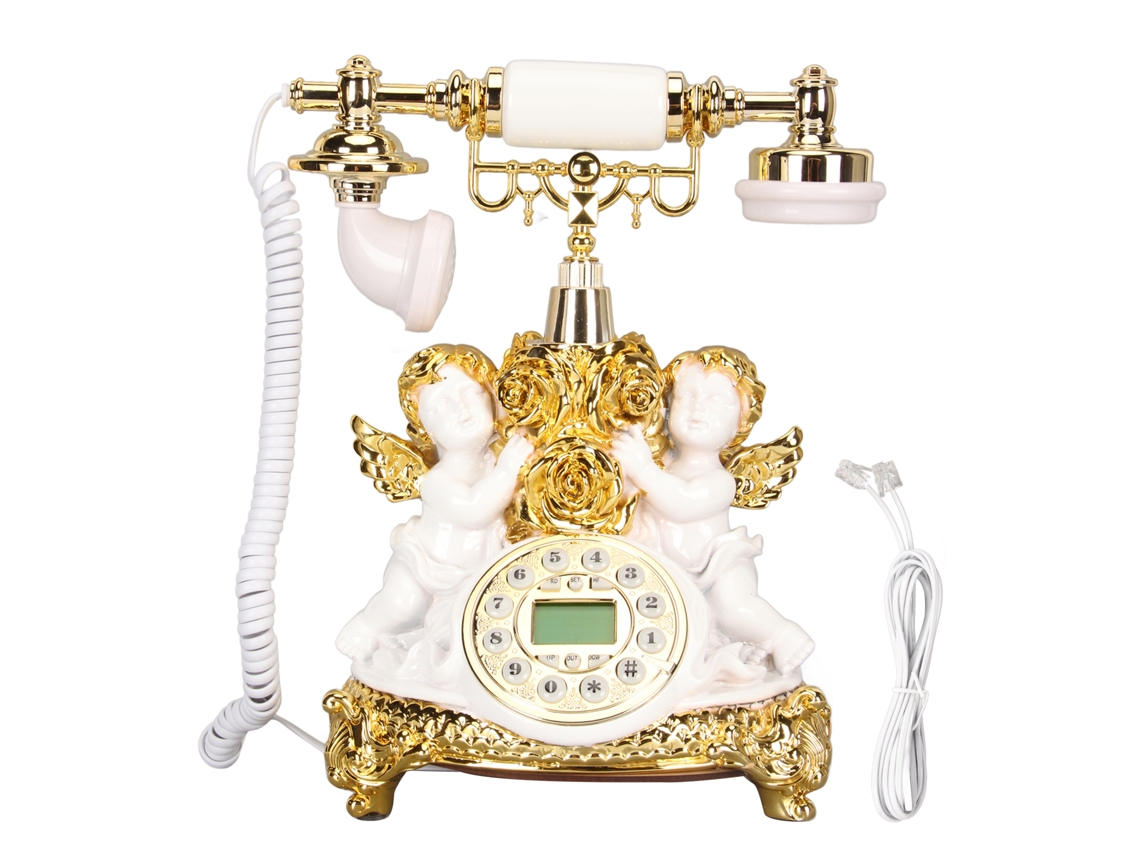 Teléfono fijo vintage decorativo con botones grandes