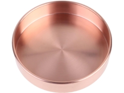 Bandeja Redonda Metal Cobre 14 Borde Dorado Joyería Organizador Escritorio Estilo Nórdico Ideal Anillos