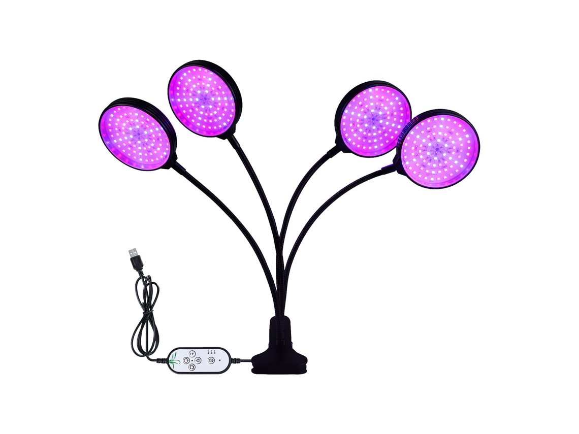 Lámpara Led De Espectro Completo Para Cultivo Con Temporizador De 4/8/12 Horas, 5 Niveles De Brillo Y Cable Usb Flexible.