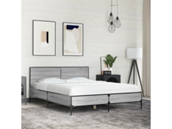 Estructura Cama Madera Ingeniería Metal Gris Sonoma 120x190 Cm