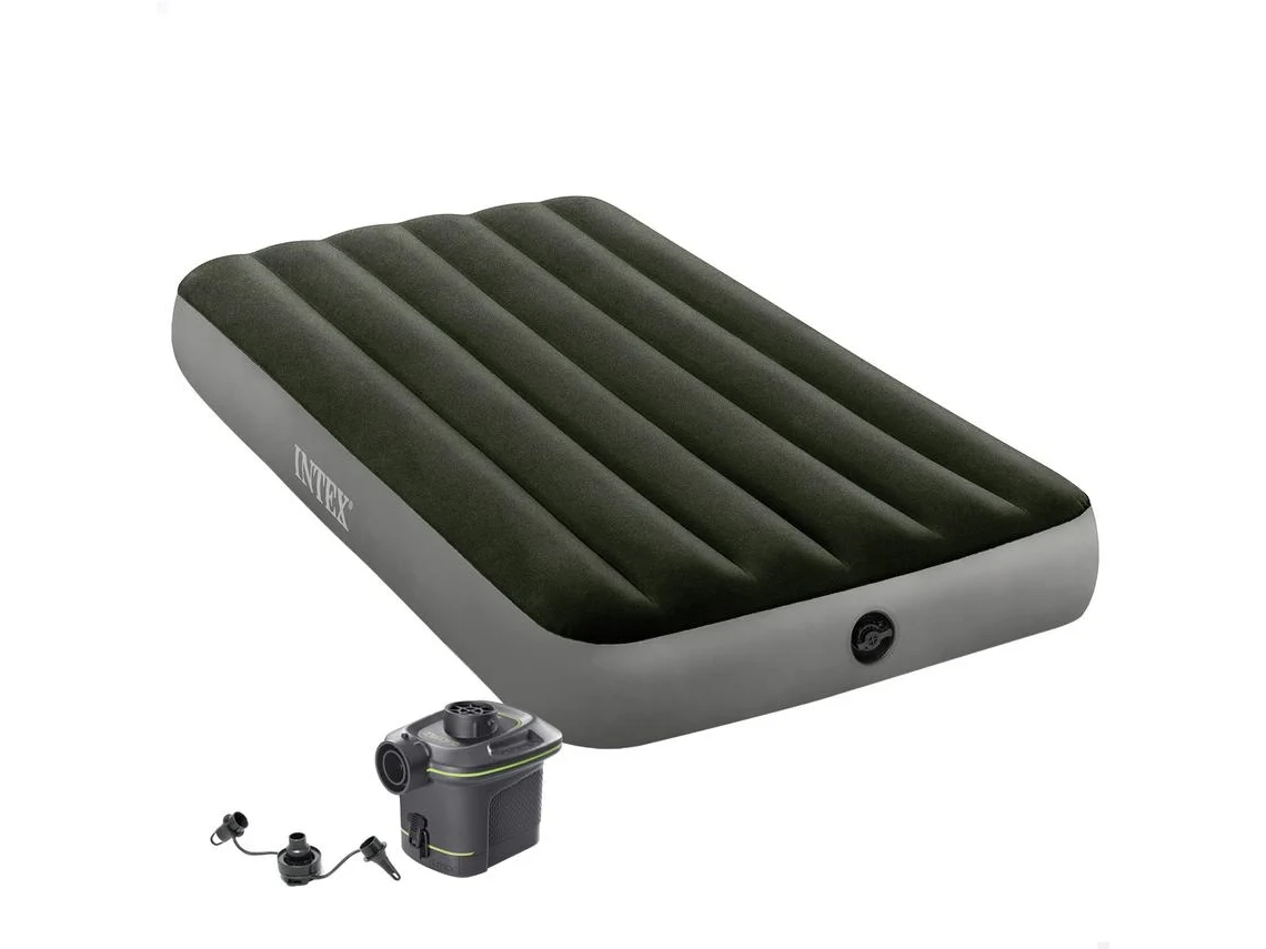Colchón hinchable individual con hinchador y Fiber-Tech INTEX