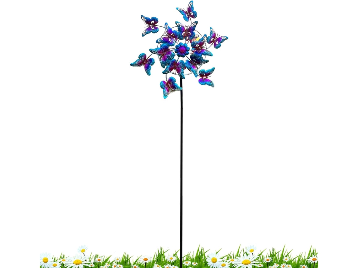 Molino De Viento Con Forma De Mariposa: Adorno De Jardín Giratorio De Metal Con Estaca Para El Suelo, Escultura De