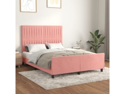 Estructura De Cama Sin Colchón Terciopelo Rosa 140x200 Cm