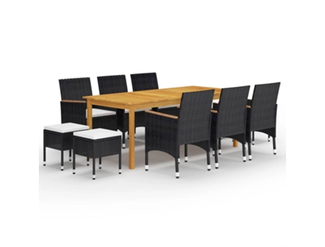 Conjunto 11 de comedor de jardín de VIDAXL negro