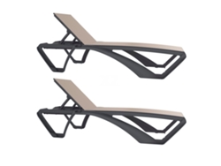 Set 2 Tumbonas Exterior Gris Oscuro - Beige Marina Club Resol