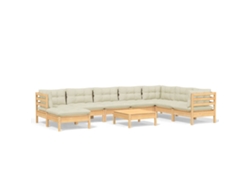 Maison Exclusive - Muebles De Jardín 9 Pzas Y Cojines Madera Maciza De Pino Crema