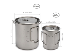Juego De Vasos Ultraligeros De Titanio De 450 Ml Y 750 Ml Con Asa Plegable Y Tapa Para Acampada Al Aire Libre.