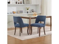 Sillas De Comedor De Madera 2 Unidades - Tapizadas Modernas Para Cocina Y Salón - Azul