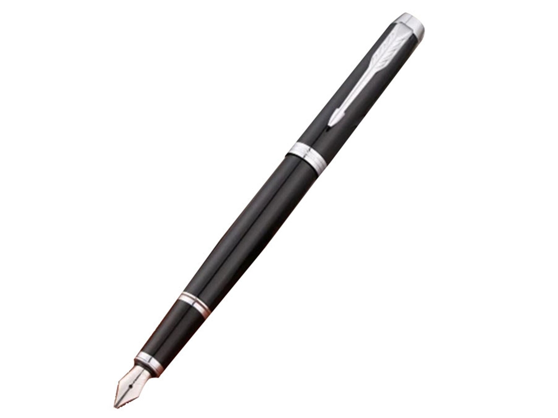 Caneta Estilográfica 0.5mm Ponta Extra Fina Aço Fosco Preto Tinta Pura Design de Negócio Suave para Escrita