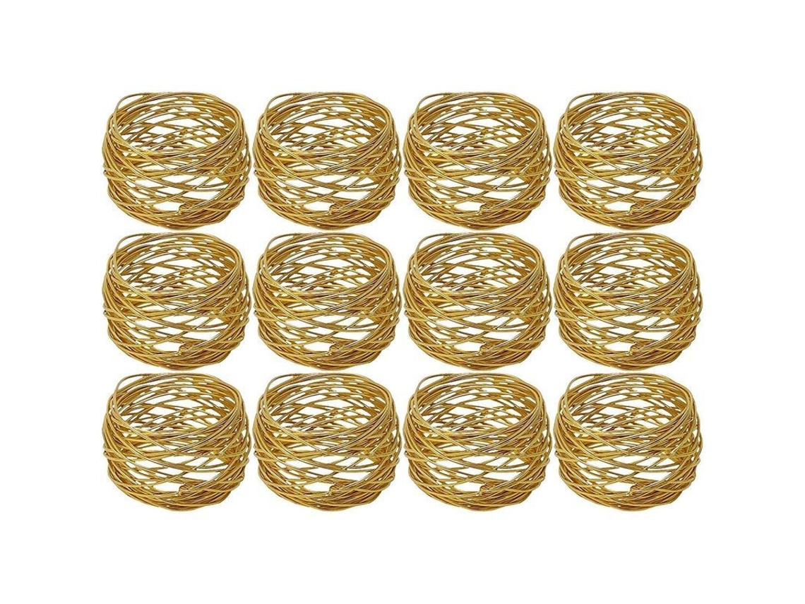 2026-anillos Para Servilletas Redondos Dorados Artesanales Linjou, Set De 12 Para Mesa De Comedor Y Eventos