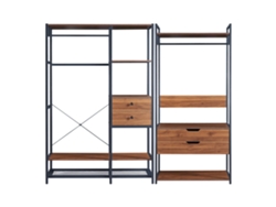 Conjunto de 2 percheros Larem con 4 cajones - Negro/Efecto Nogal [EN.CASA]