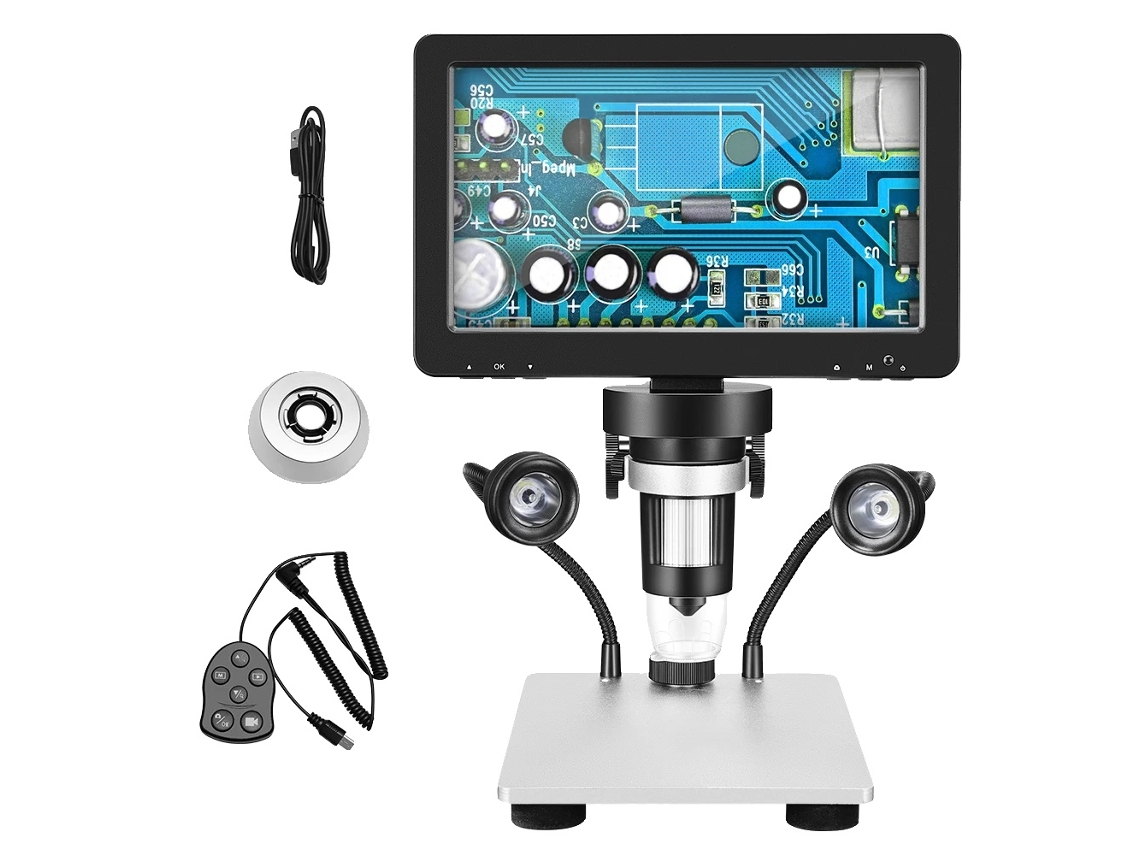 Microscopio digital, pantalla de 7 pulgadas, resolución de 1080p, OEM blanco