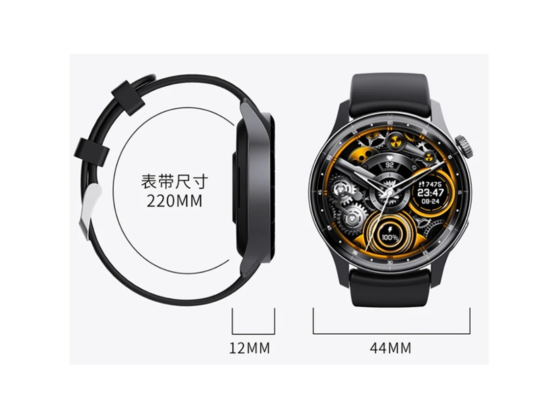 Reloj inteligente con monitorización de glucosa en sangre, oxígeno en sangre, frecuencia cardíaca, temperatura, llamadas Bluetooth y otros datos.