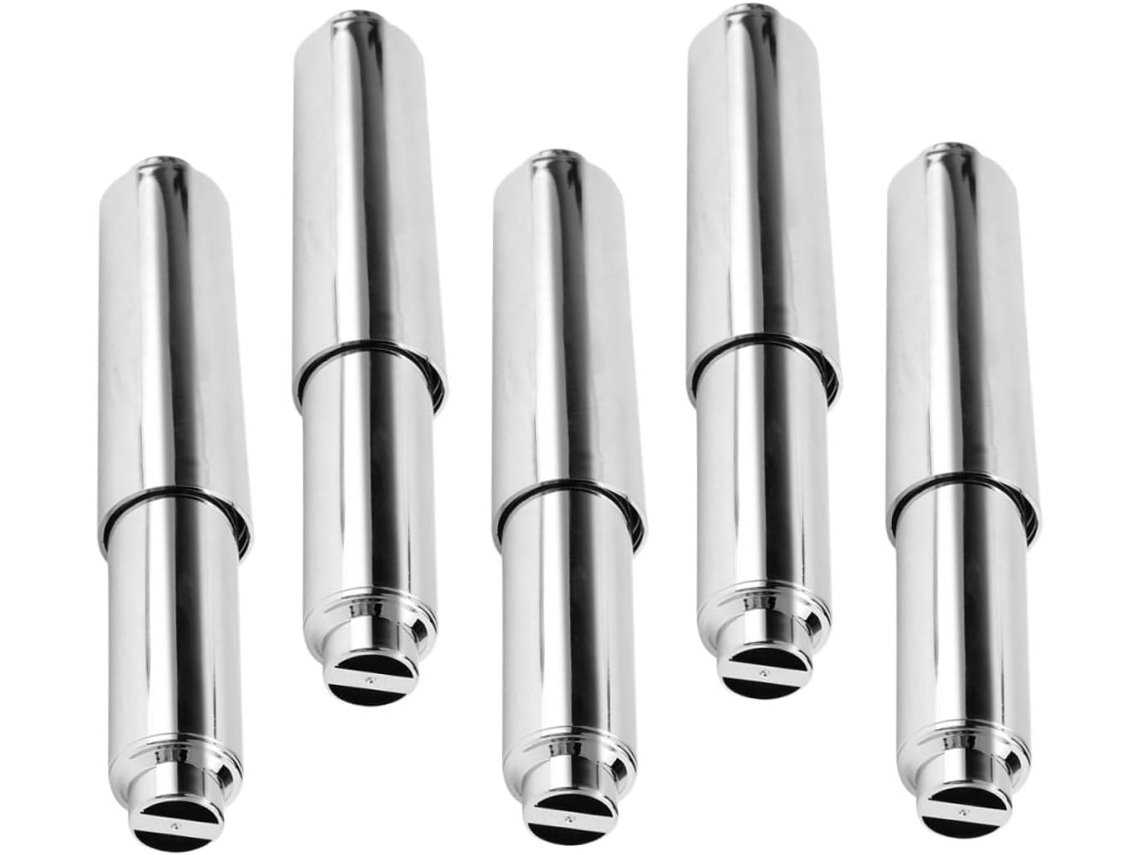 Portarrollos de papel higiénico extensible cromado, 5 piezas, resorte ajustable, para uso doméstico en baños, fácil de armar. Vayotoy