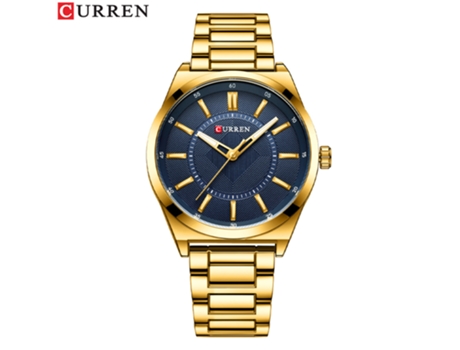 Relojes para Hombre Reloj con Correa para Hombre Relojes de Pulsera de Negocios de Cuarzo Impermeables para Hombre-Concha Dorada Azul LUUCOZK