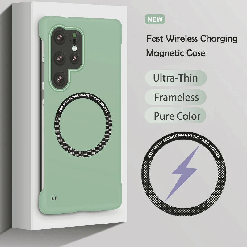 (verde Claro, Galaxy S22 5g) Funda Magnética Sin Marco Para Teléfono, Diseño Ultrafino De Color Sólido, Compatible Con Magsafe.