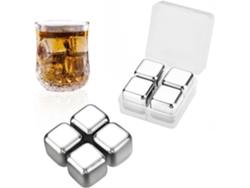 4 Piedras Whisky Acero Inox 304 Con Caja, Reutilizables