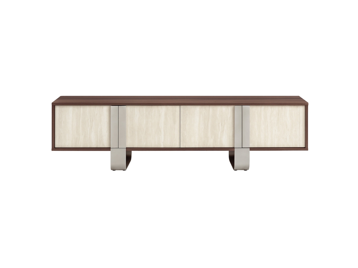 Mueble para TV de MDF con acabado metálico y de mármol, 180x40x43,5 cm. ALEXANDRA HOUSE LIVING