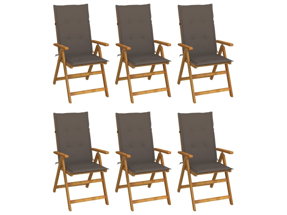 Sillas de jardín plegables de 6 piezas con cojines DKD Home Decor