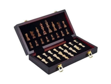 Juego de Mesa Juego de Mesa ENGELHART Magnífico Juego de Ajedrez de Madera de Lujo 30 Cm