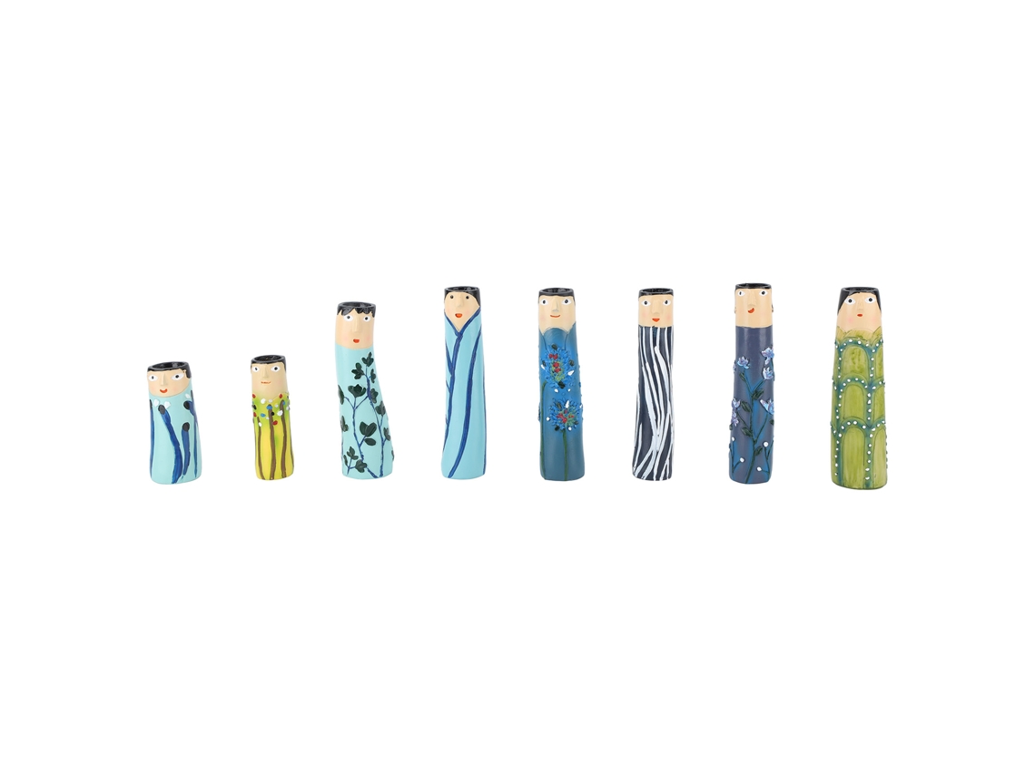 Rebe-set De 8 Vasos Decorativos De Resina Pintados À Mão Com Bonitos Rostos Para Mesa, Estante Ou Janela