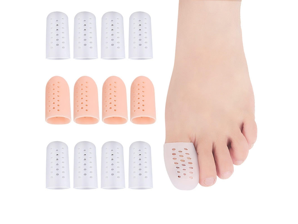 Rebe-6 Protectoras De Dedos De Pie De Gel Para Dedos Grandes, Respiradoras Y Reutilizables, Silicona Para Aliviar Dolor Y Prevenir Callos Beige