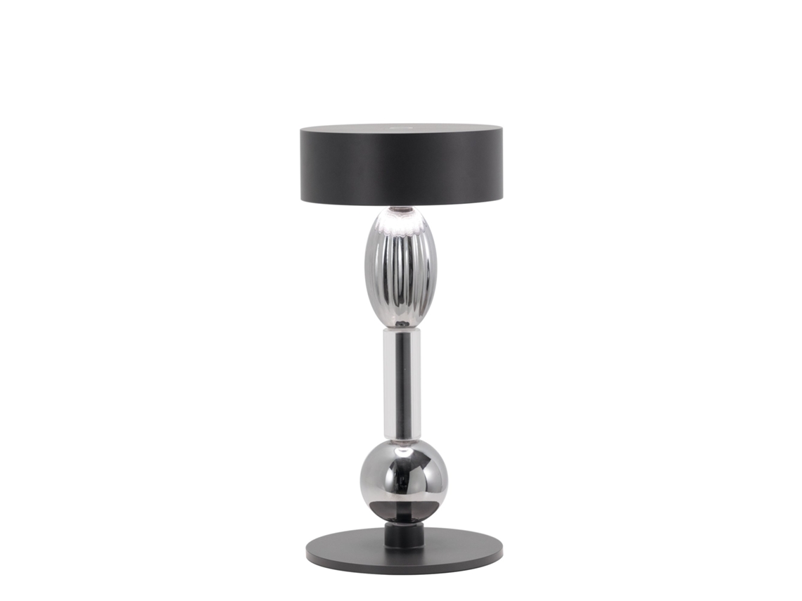 Lámpara de mesa LED recargable Zafferano Royal Family Wi-Fi con regulador táctil, 36 horas de autonomía - Aluminio de titanio y vidrio soplado
