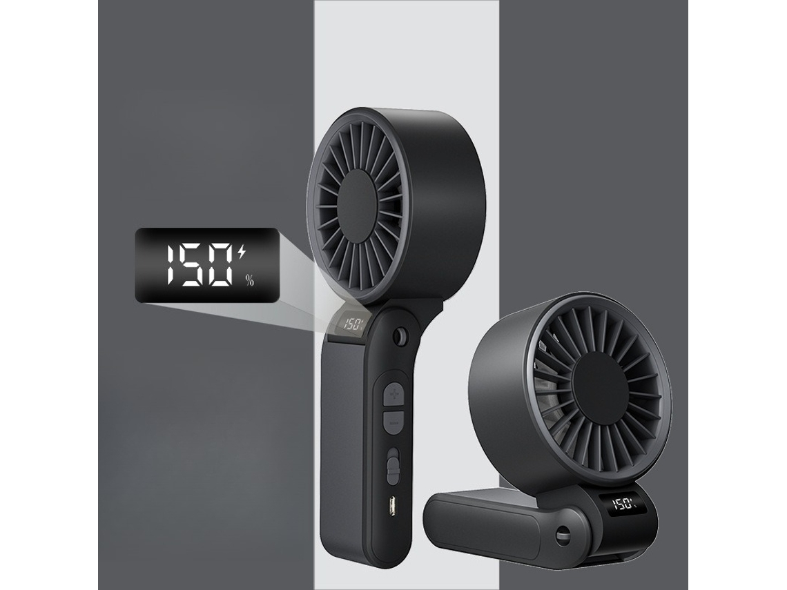 Ventilador Portátil De Mano Con Pantalla Digital Led (negro) Czhhmart