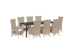 Maison Exclusive - Conjunto De Comedor De Jardín 9 Pcs Beige Ratán Sintético