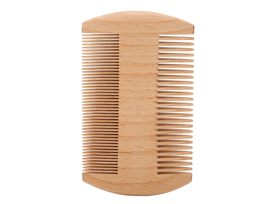 Pente de barba profissional portátil de madeira com dentes finos, dupla face, para estudantes do ensino médio e estilos masculinos (2026).