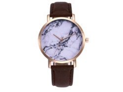 Reloj De Pareja Zhoulianfa Con Esfera De Mármol Blanco, Cuarzo, Correa Pu Café