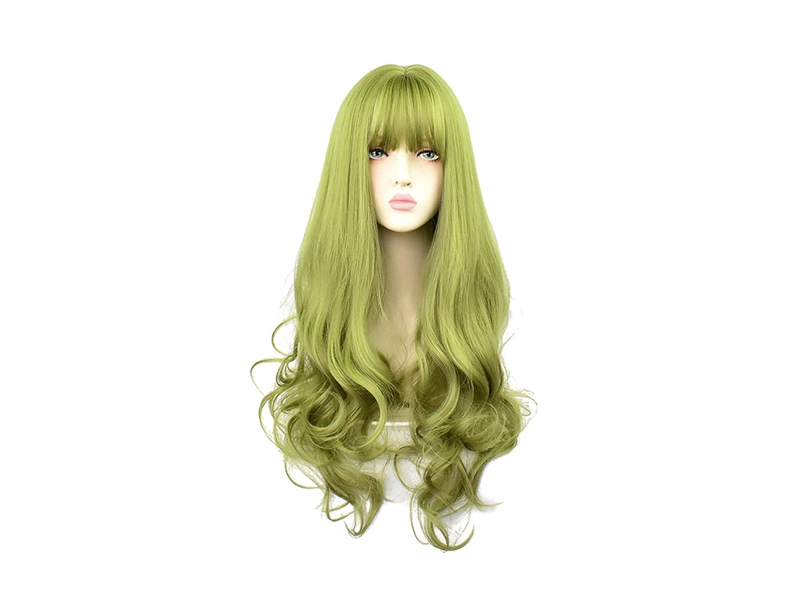 Peluca de cosplay larga verde resistente al calor (71 cm)