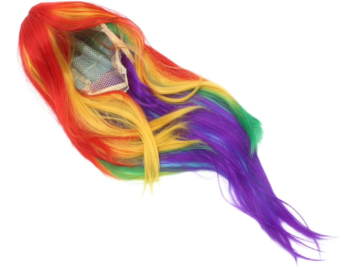 Peluca Larga Y Colorida Para Cosplay, Hecha De Fibra Resistente Al Calor, Cómoda De Llevar, Diseño Elegante.